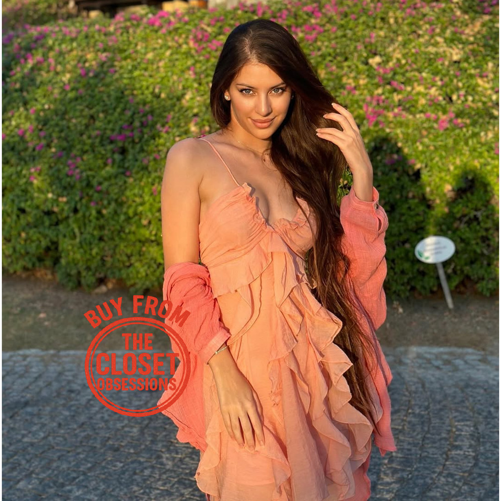 Mango NWT Peach Ruffle Mini Dress Tencel Lyocell 6 8 - Picture 14 of 16